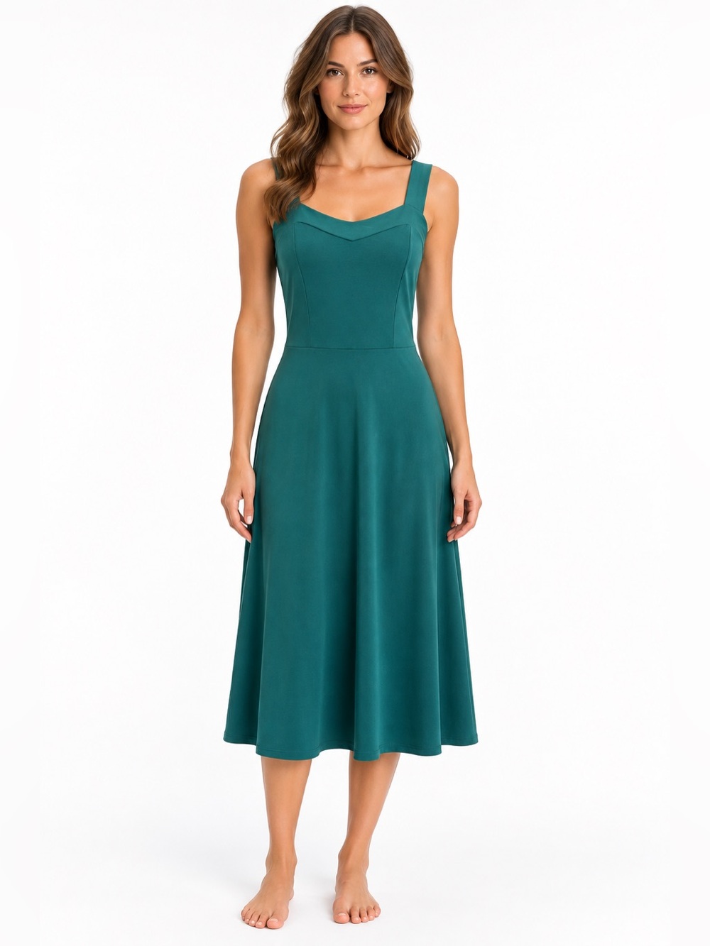 NWT 41 Hawthorn Hunter Green Midi Dress M Sleeveless Stretch Knit Chic